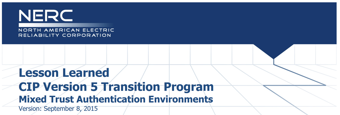NERC CIP lessons learned document about mixed trust environments